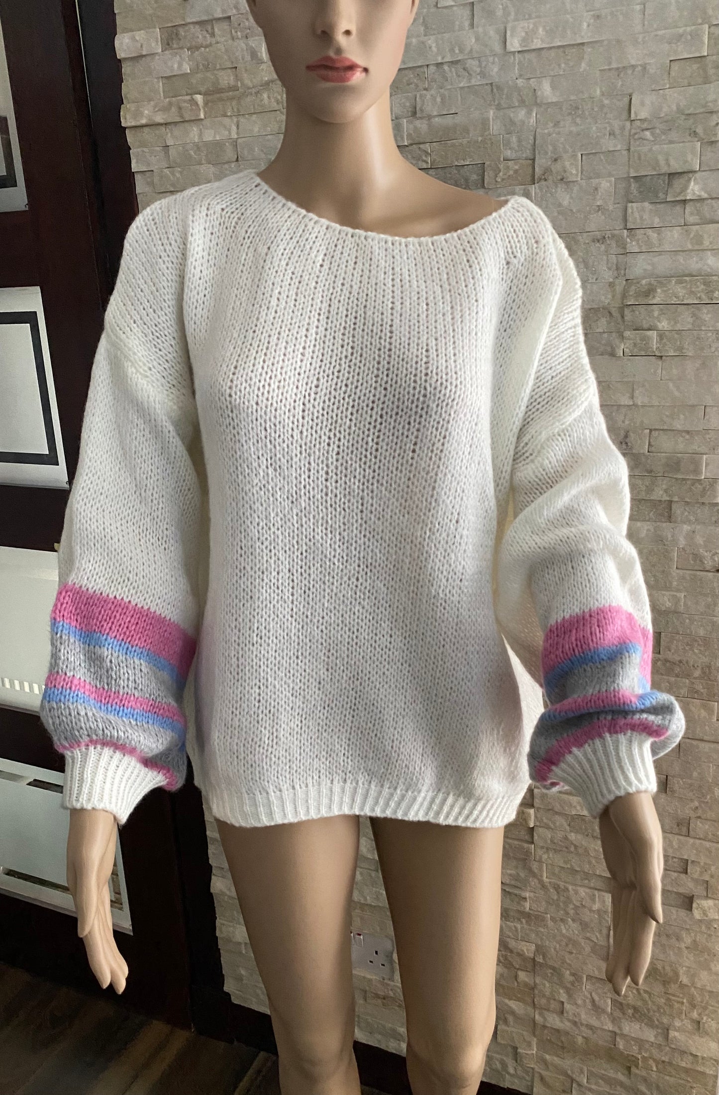 TERRIE STRIPED KNITTED JUMPER - IVORY