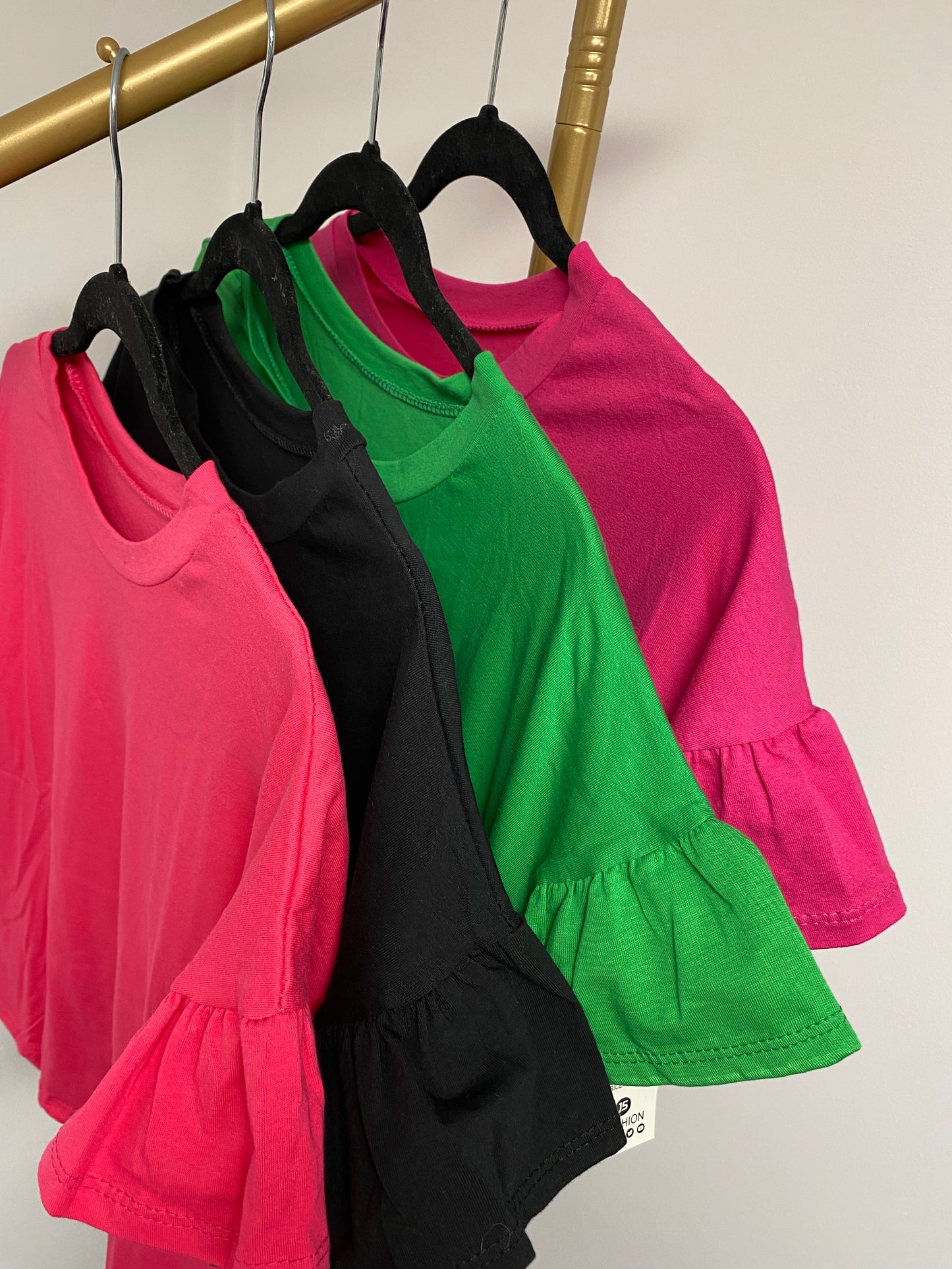 FRILL SLEEVE T-SHIRT/ TOP