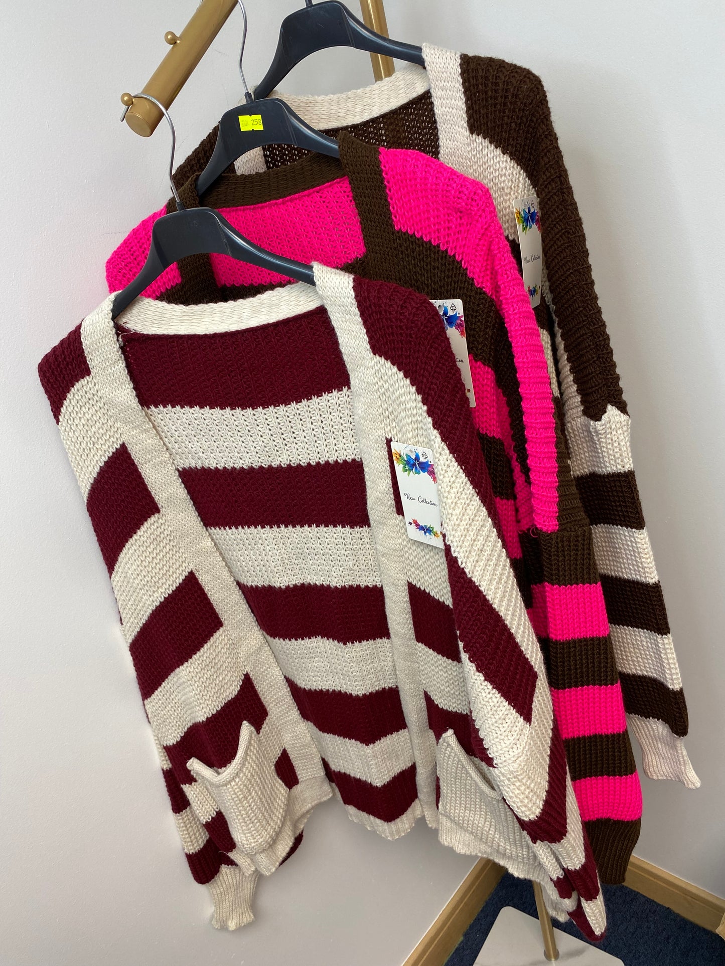 NORINA STRIPED POCKET DETAIL CARDIGAN