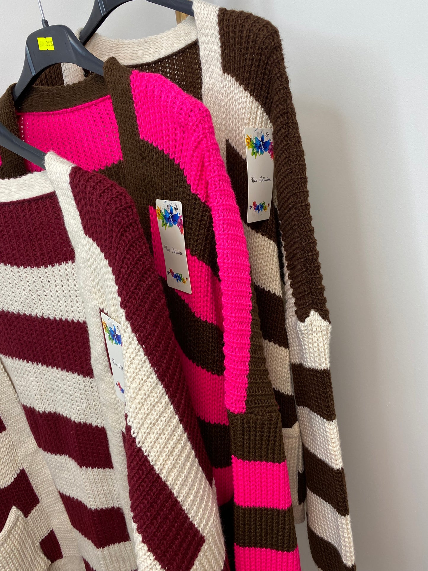 NORINA STRIPED POCKET DETAIL CARDIGAN