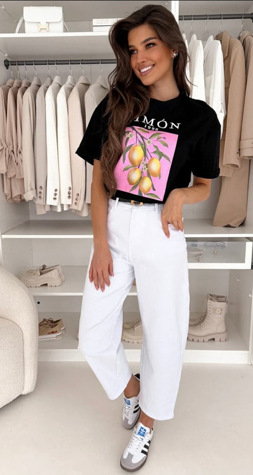 'LIMON 1998' GRAPHIC PRINTED T.SHIRT TOP-BLACK