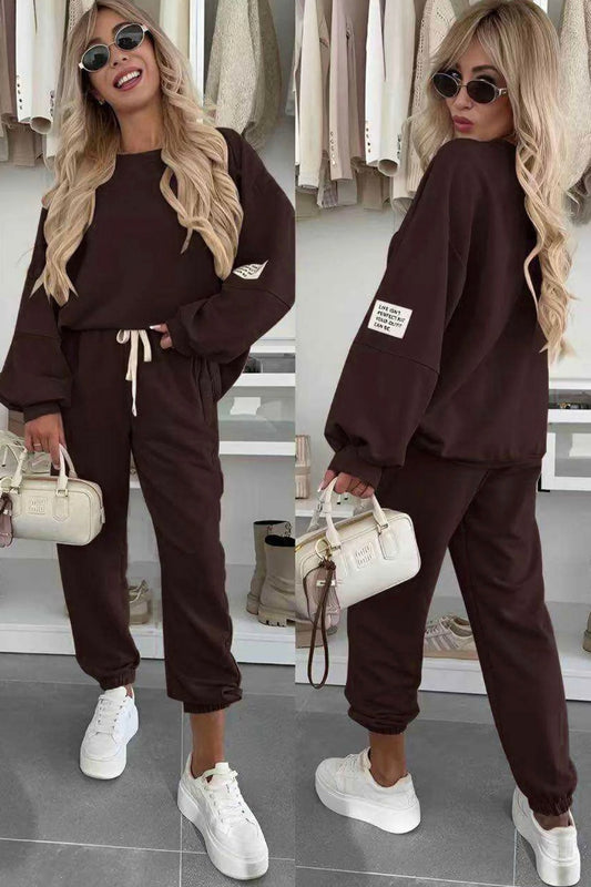 TANYA TWO PIECE CO-ORD LOUNGEWEAR SET-CHOCOLATE BROWN