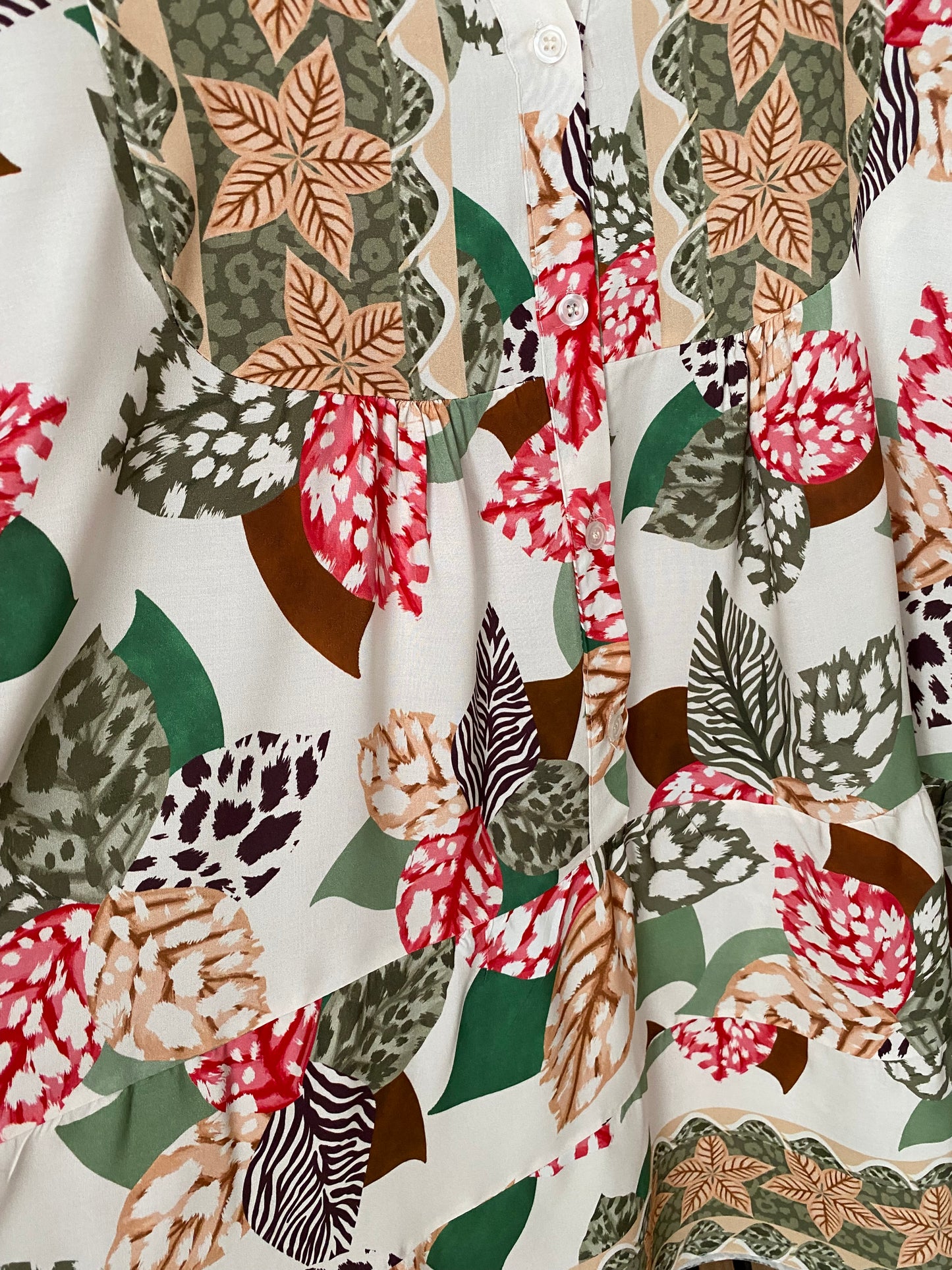 KIRA BOHO OVERSIZED FLORAL ABSTRACT TUNIC DRESS-GREEN