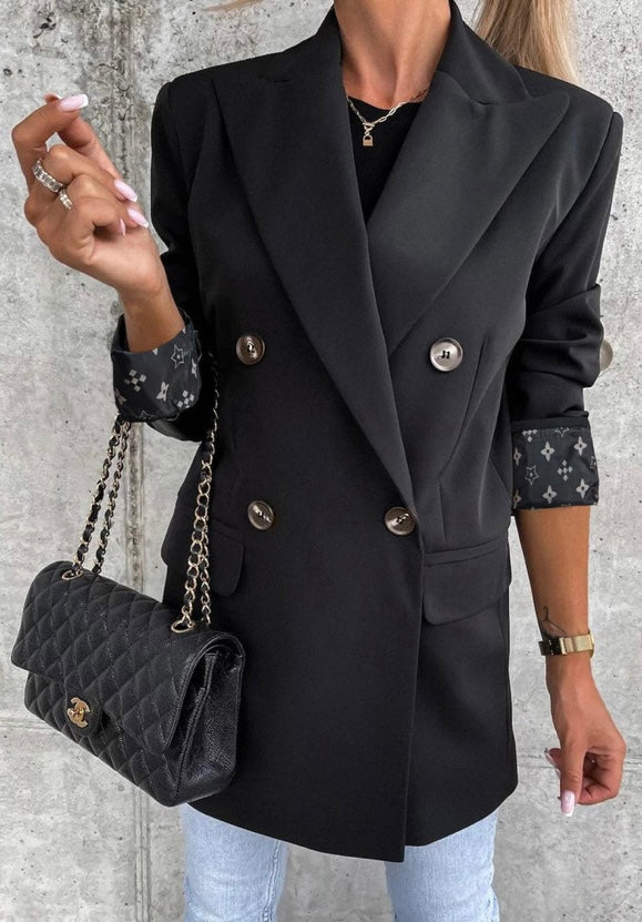 MICHELLE 'LV' INSPIRED BLAZER JACKET-BLACK